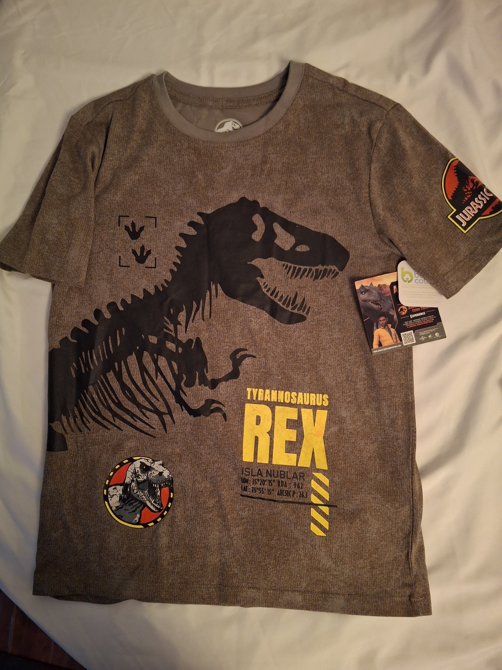 NWT -Boys Tyrannosaurus Rex Jurassic World Graphic Tee -Brown Camo- Size 10 -12
